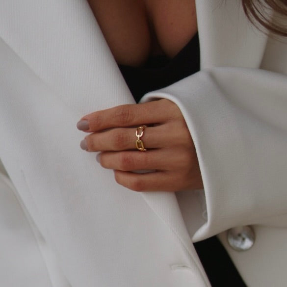 Silberring Golden Chain - Indira