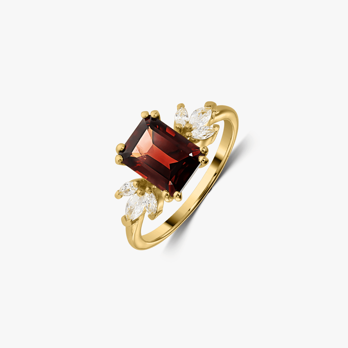 Silberring Golden Faerie - Granat - Indira