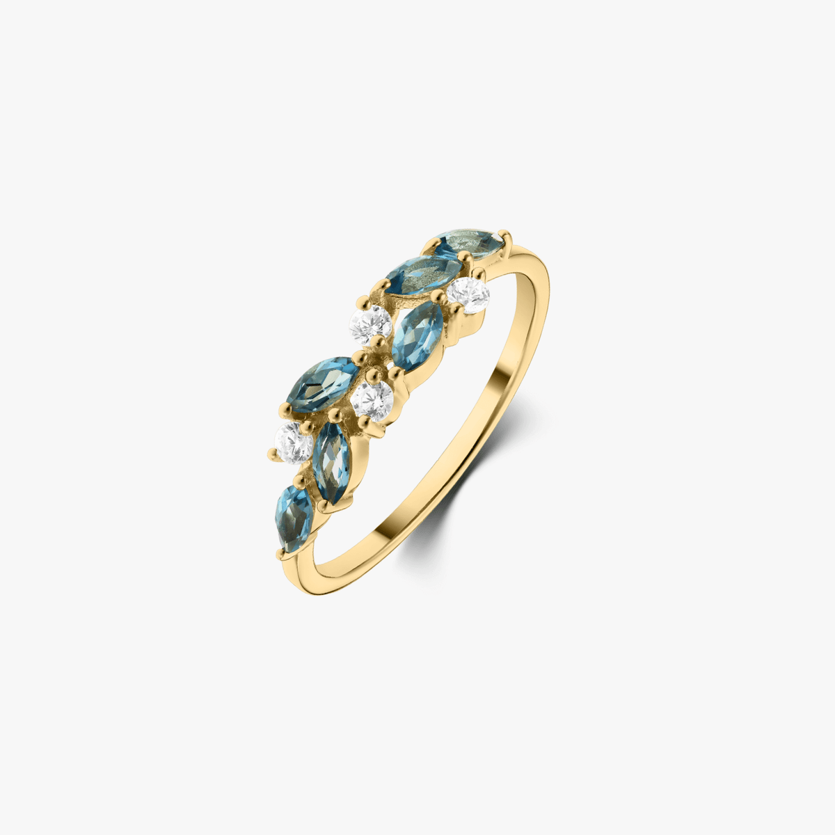 Silberring Golden Verdure - London Blue Topas - Indira