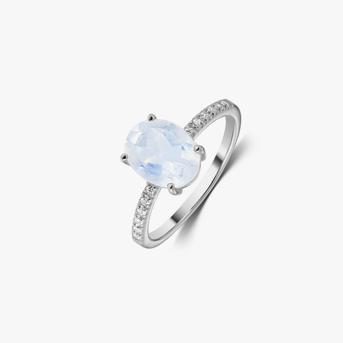 Weißgoldring Reina - Mondstein & Diamanten - Indira