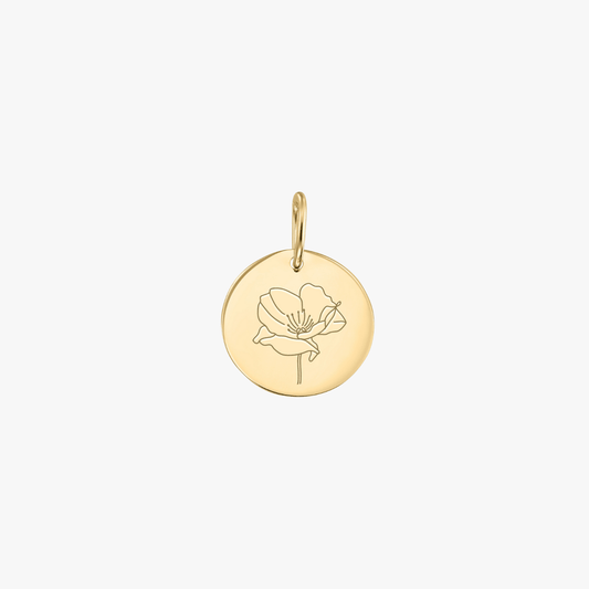 Goldanhänger mit Geburtsblume - Mohnblume (August) - Indira