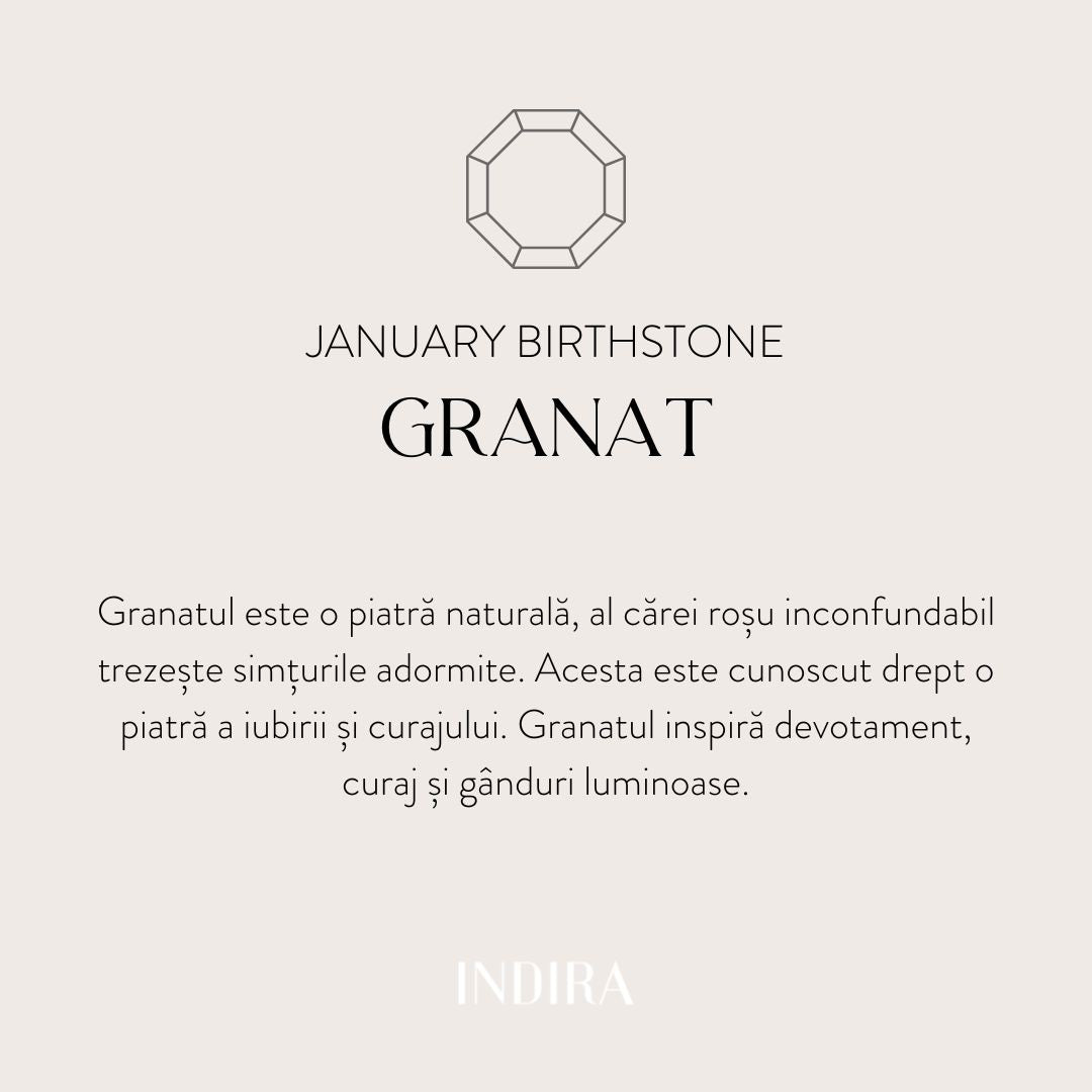 Schnurarmband aus Silber Geburtsstein Januar - Granat - Indira