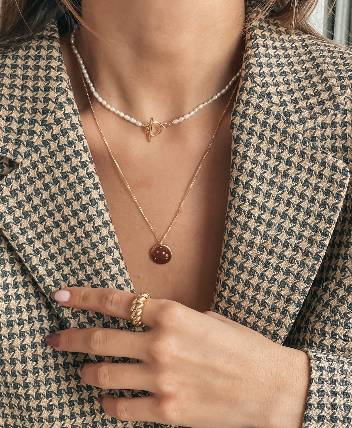Goldkette Locked - Naturperlen - Indira