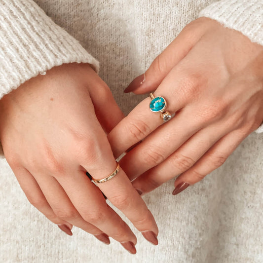 Silberring Kaylee Golden – Türkis Blue Copper - Indira
