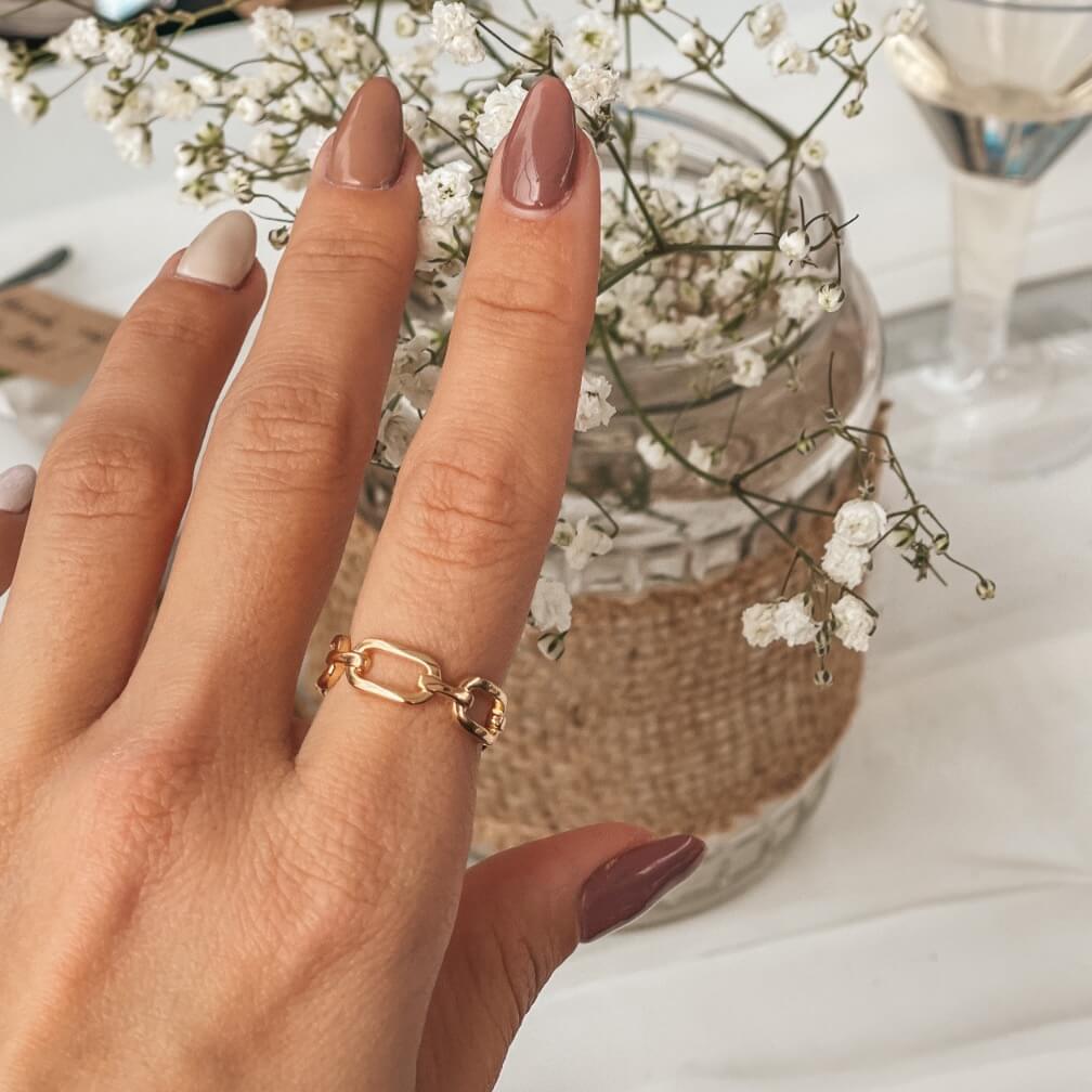 Eleganter Silberring „Golden Chain“