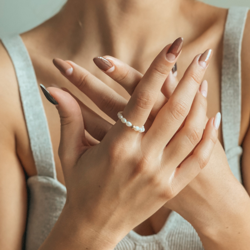 Glamour-Goldring - Natürliche Perlen - Indira