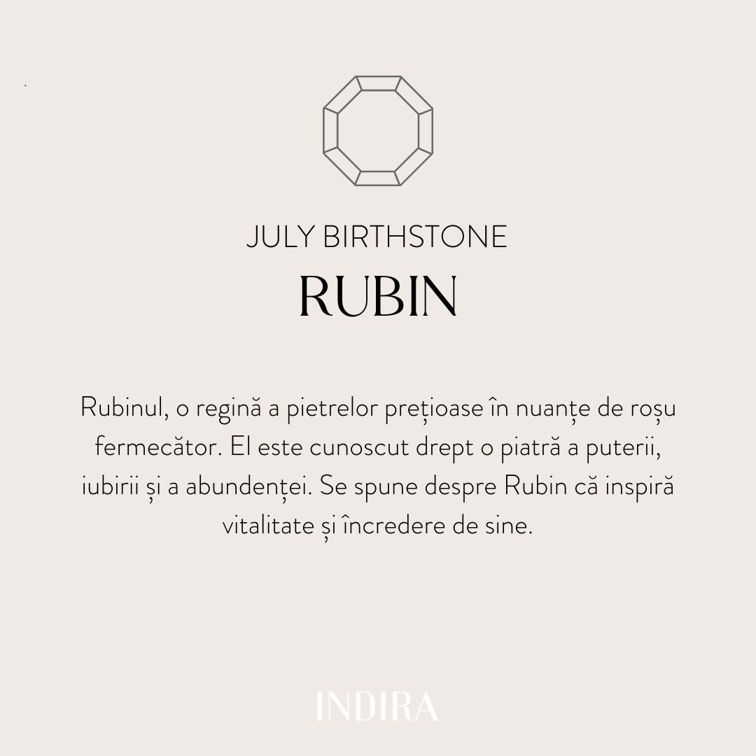 Silberarmband Birthstone Golden July - Rubin - Indira
